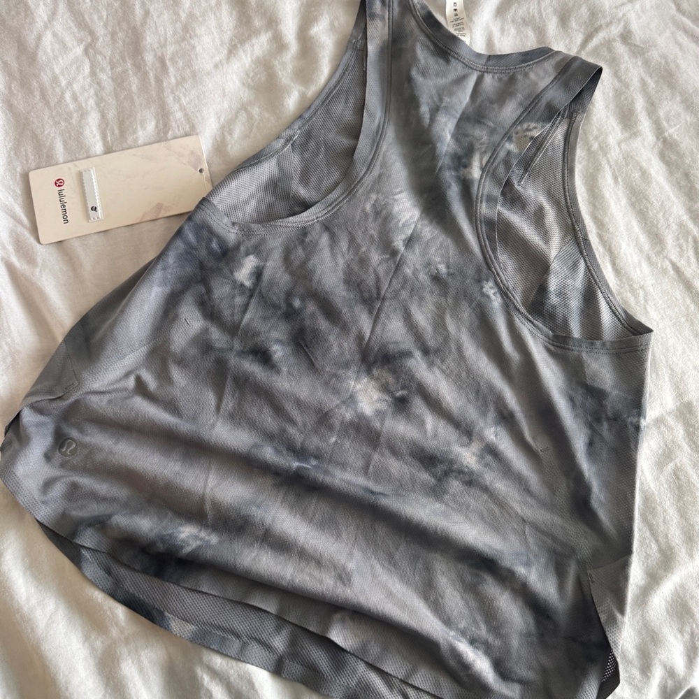 100 🆕🤍 Lululemon Lightweight Run Kit Tank Top - Diamond Dye White Black - Picture 9 of 11